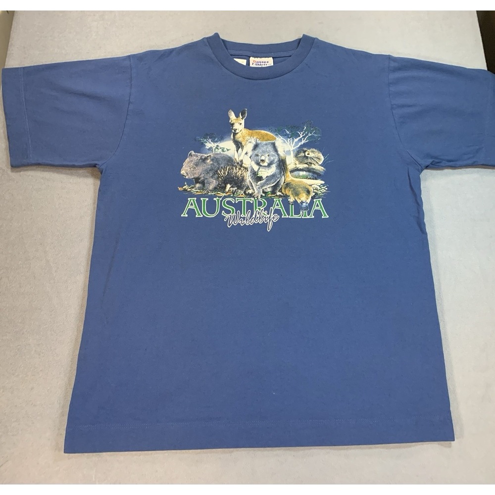Vintage 90s Wildlife Australia T Shirt Blue Size XL Made in Australia